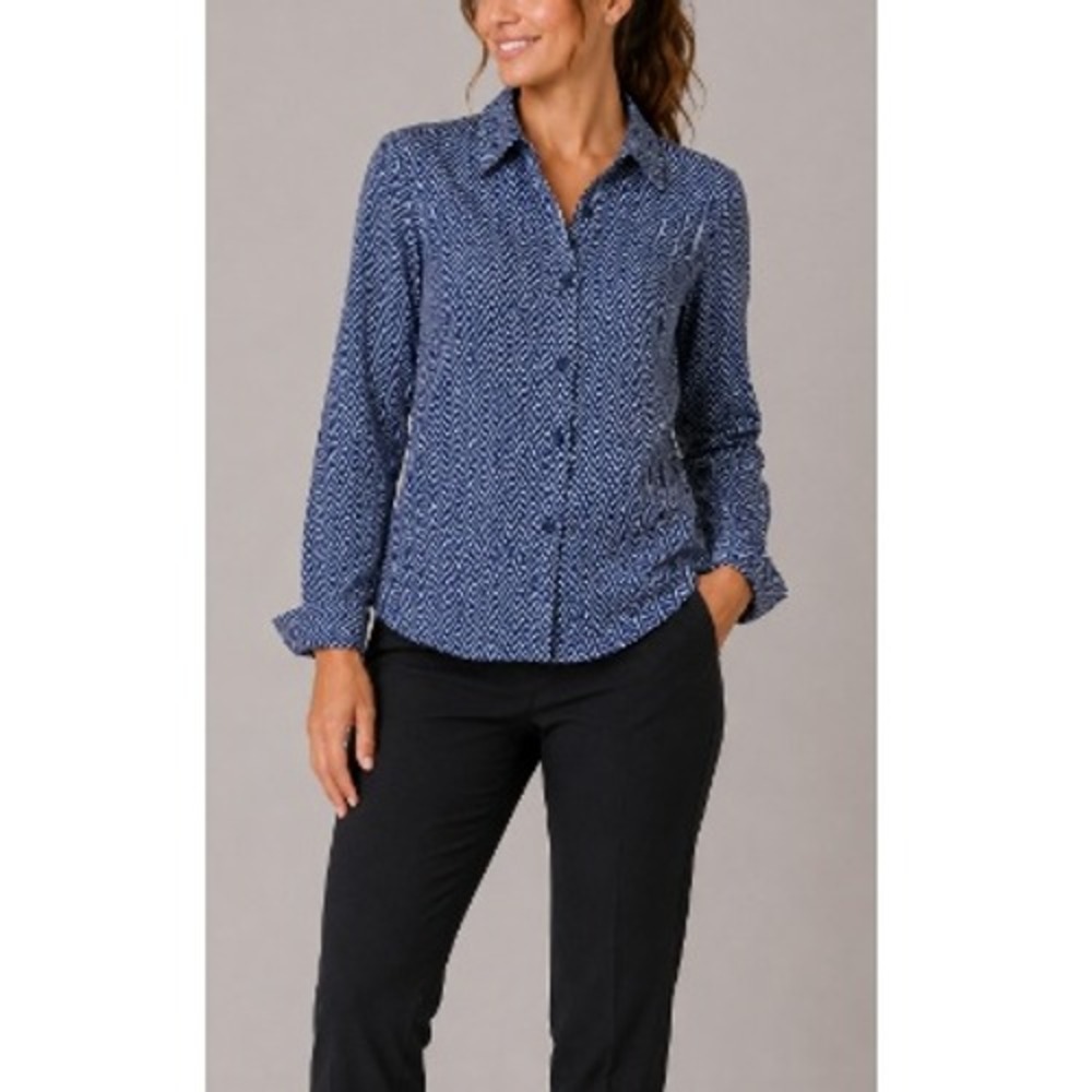 The Limited Women's Blue Long Sleeves Front Button Chevron Shirt Size S